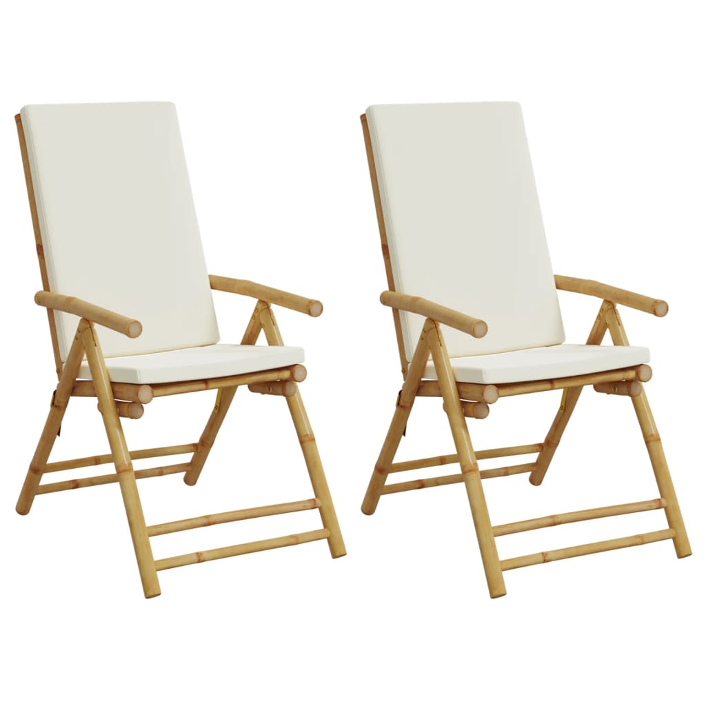 positionsstole 2 stk. med hynder foldbar bambus