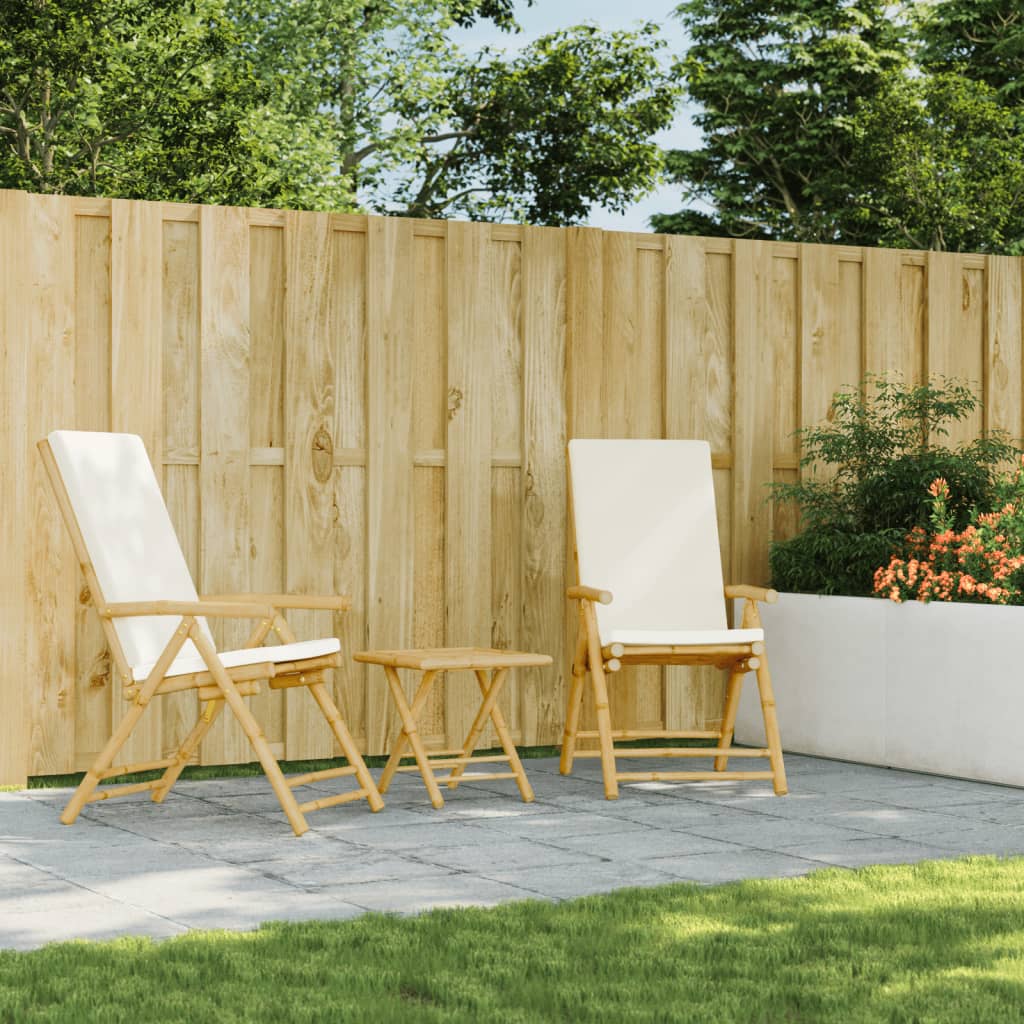 positionsstole 2 stk. med hynder foldbar bambus