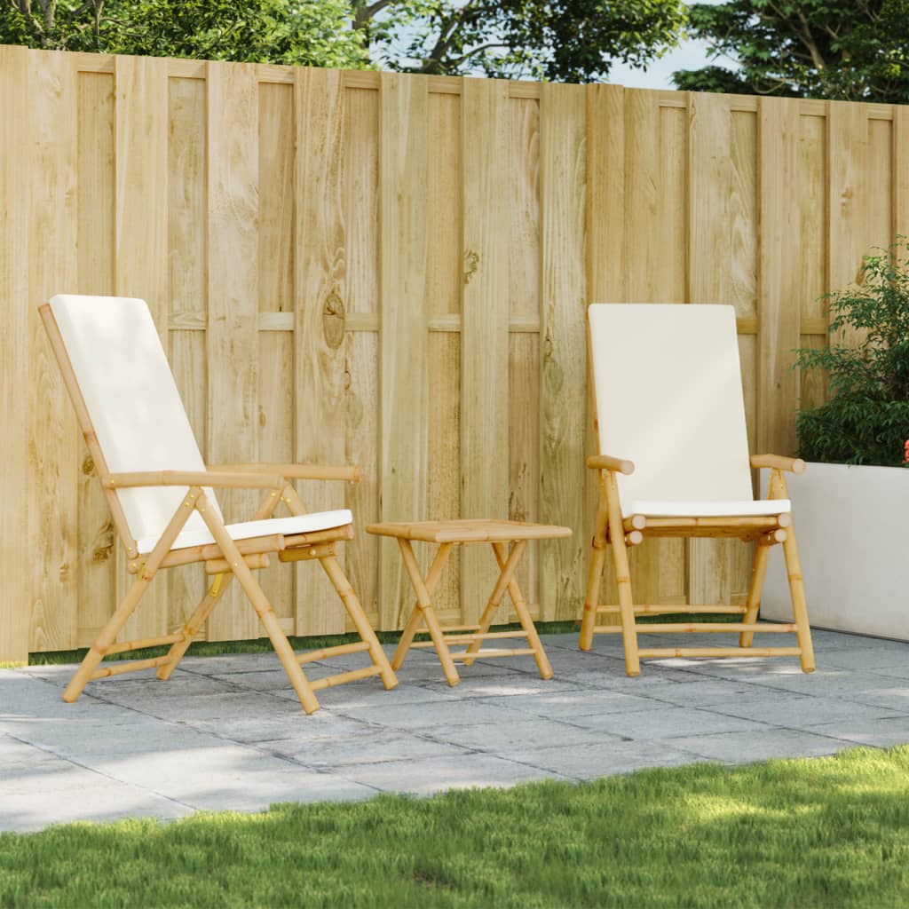 positionsstole 2 stk. med hynder foldbar bambus