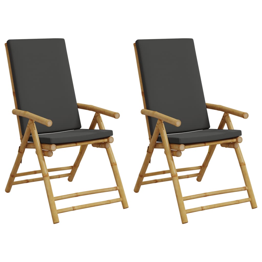 positionsstole 2 stk. med hynder foldbar bambus