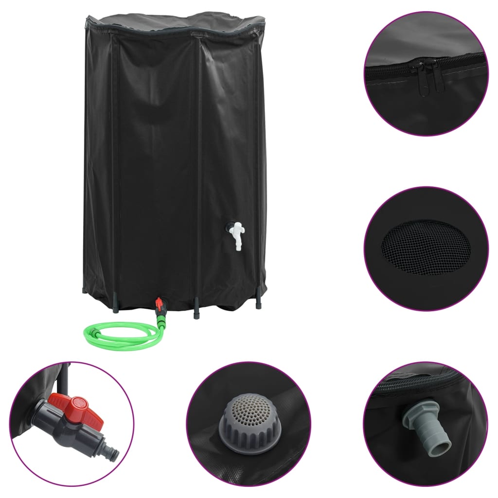 vandtank med hane sammenfoldelig 1000 l PVC