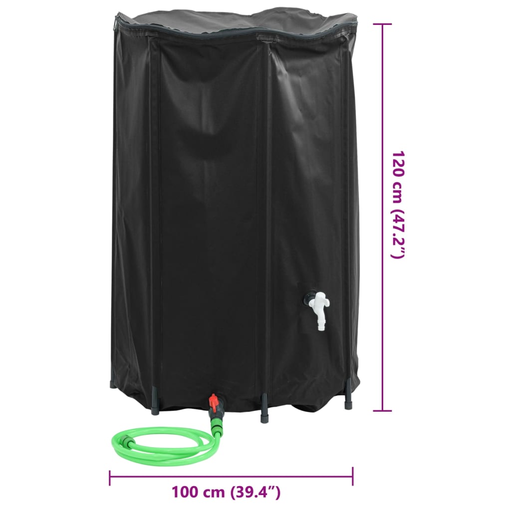 vandtank med hane sammenfoldelig 1000 l PVC
