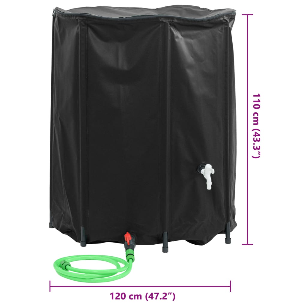 vandtank med hane sammenfoldelig 1250 l PVC