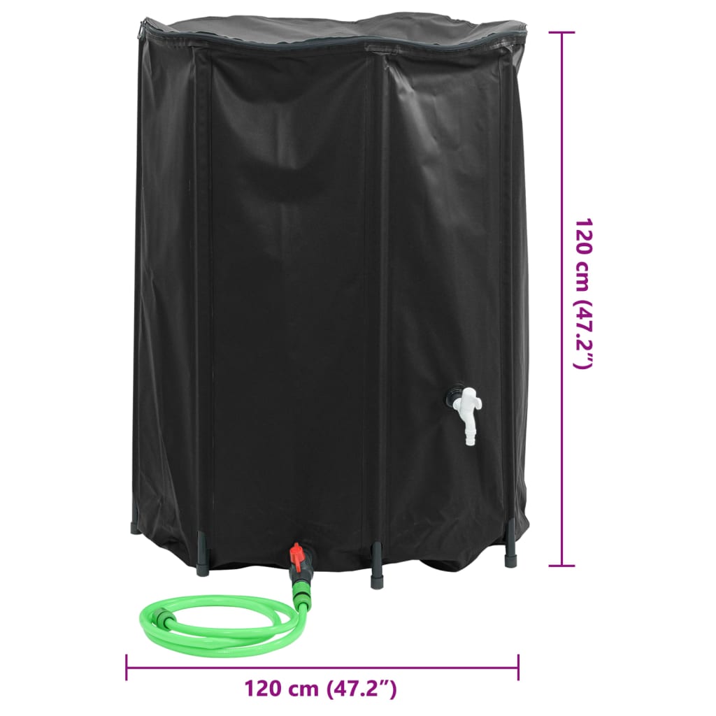 vandtank med hane sammenfoldelig 1350 l PVC