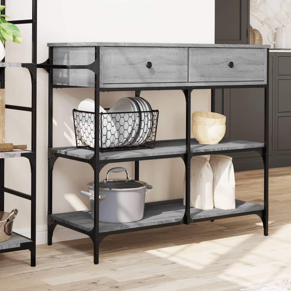 køkkenvogn 105x42x95 cm konstrueret træ grå sonoma-eg