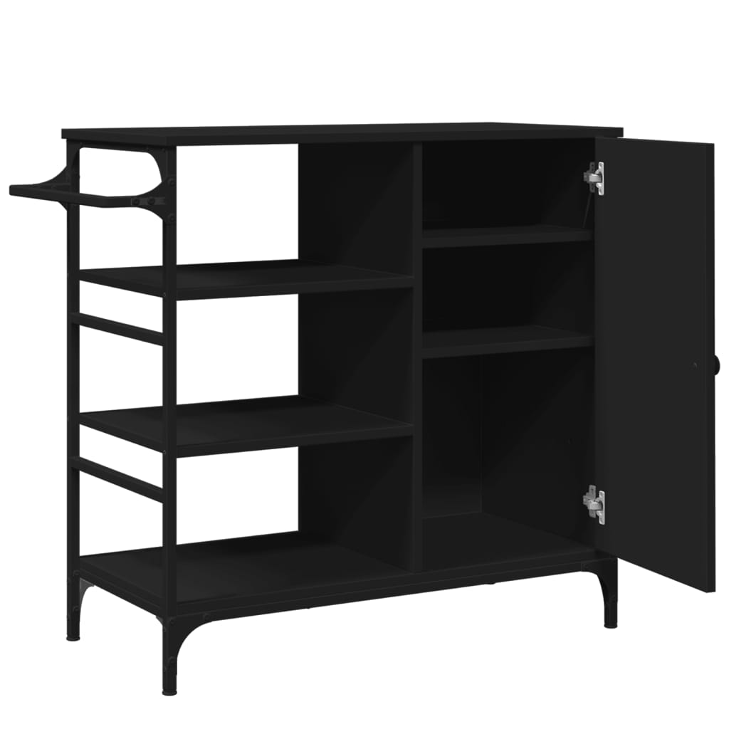 køkkenvogn 87,5x38,5x84,5 cm konstrueret træ sort