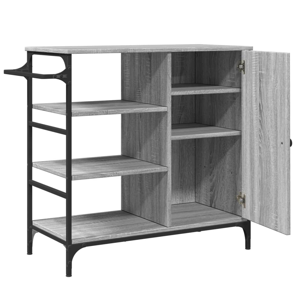 køkkenvogn 87,5x38,5x84,5 cm konstrueret træ grå sonoma-eg