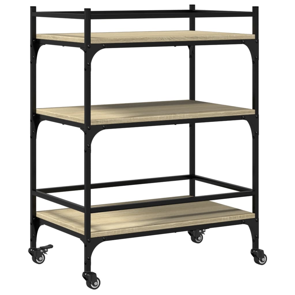 køkkenvogn 65x40x86,5 cm konstrueret træ sonoma-eg