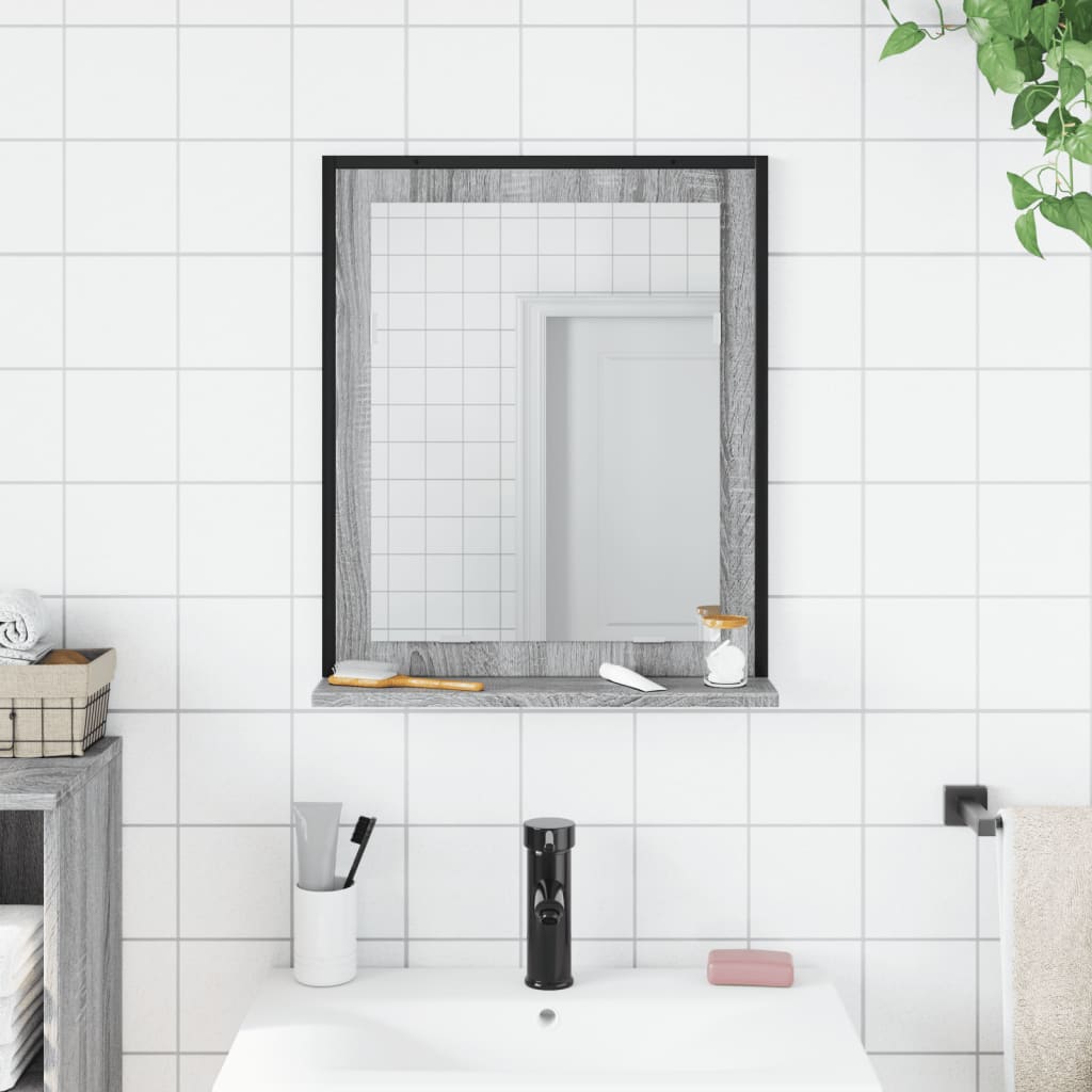 spejl med hylde 50x12x60 cm konstrueret træ grå sonoma-eg