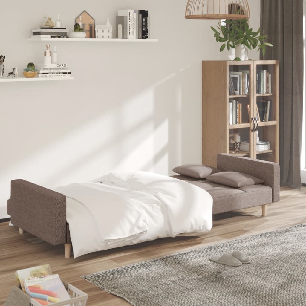 2-personers sovesofa med 2 puder stof gråbrun