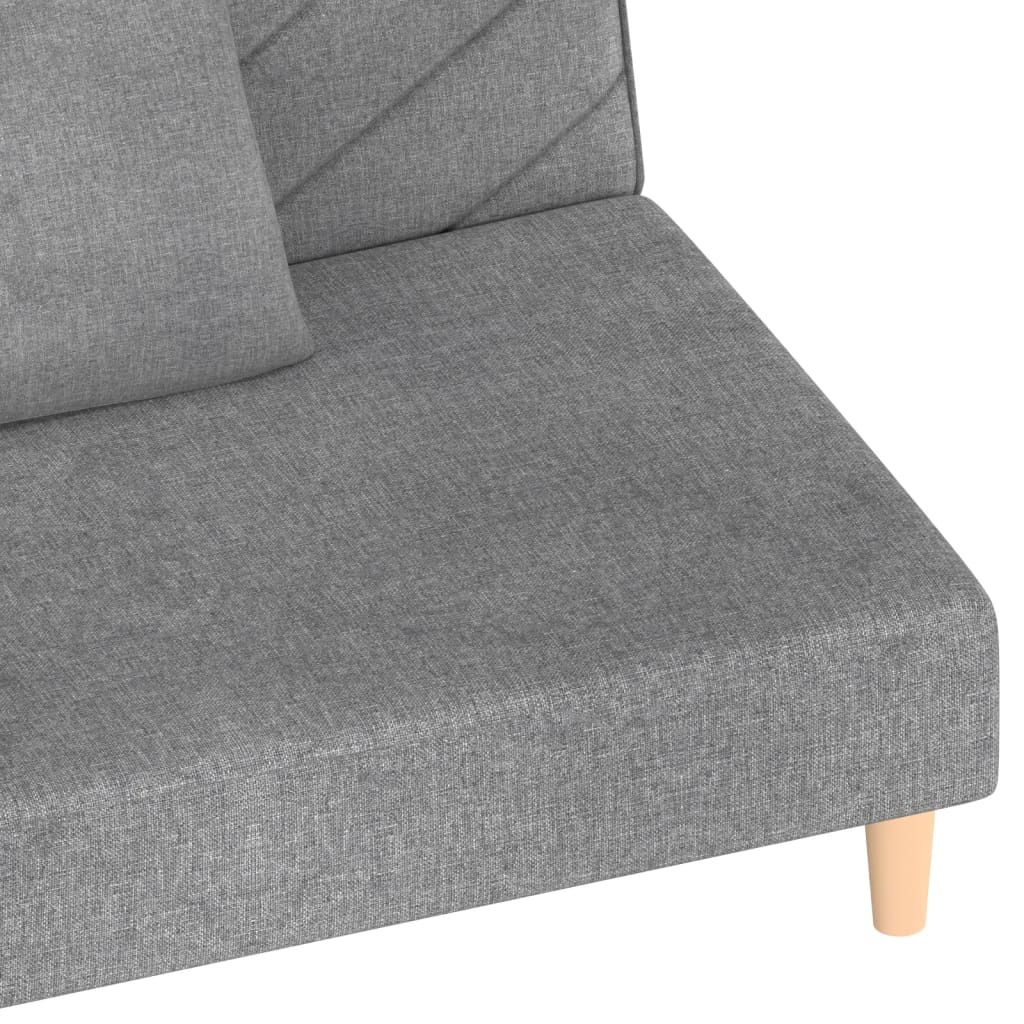 2-personers sovesofa med 2 puder stof lysegrå