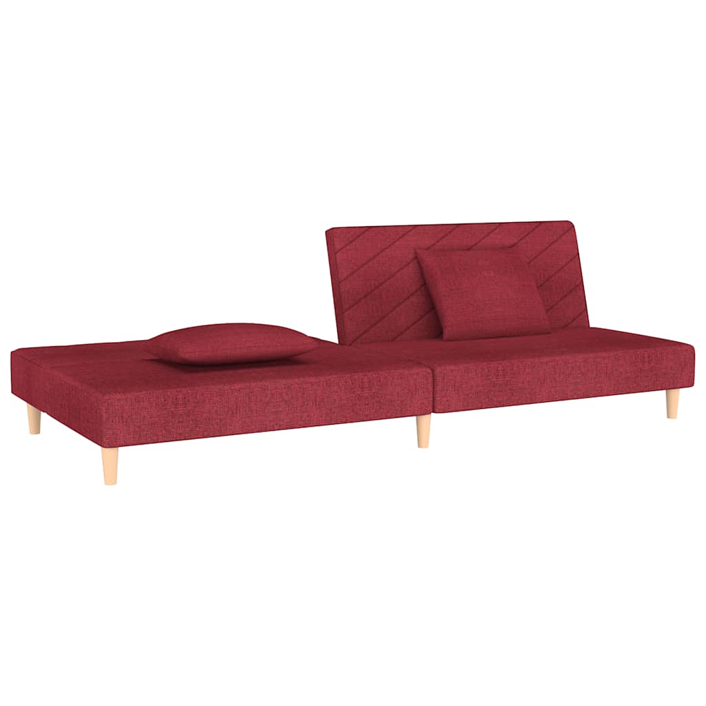 2-personers sovesofa med 2 puder stof vinrød