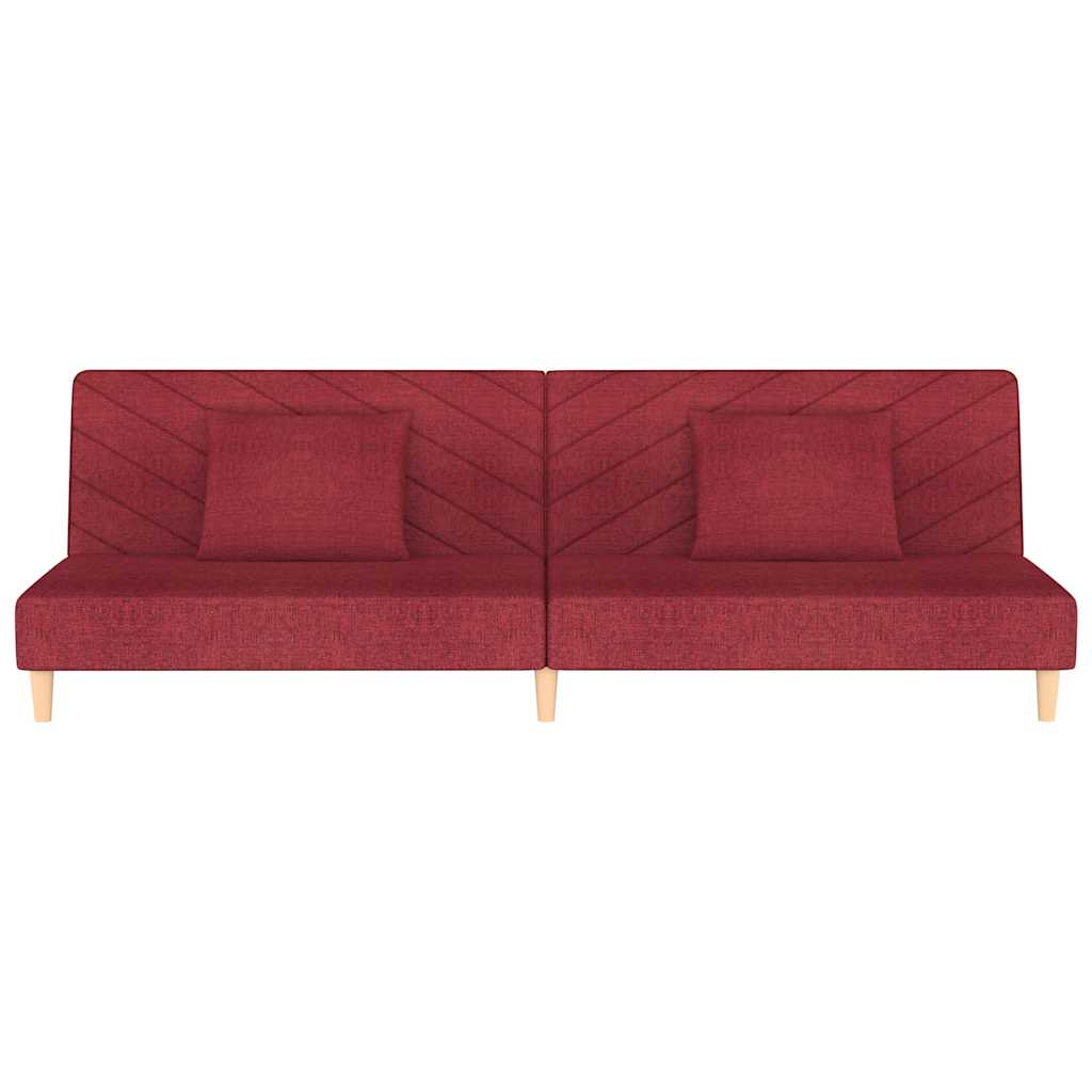 2-personers sovesofa med 2 puder stof vinrød
