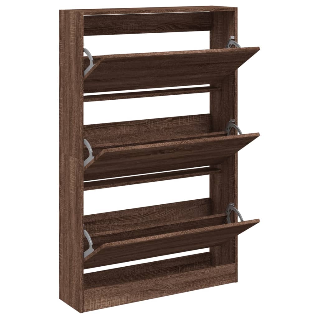 skoskab 80x21x125,5 cm konstrueret træ røget egetræsfarve