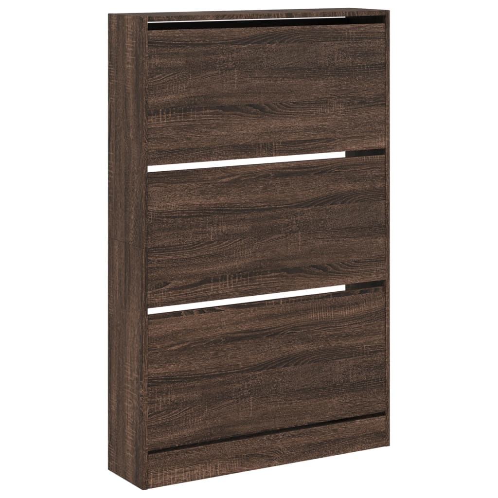 skoskab 80x21x125,5 cm konstrueret træ røget egetræsfarve