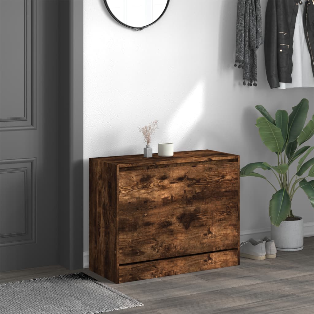 skoskab 80x34x63 cm konstrueret træ røget egetræsfarve