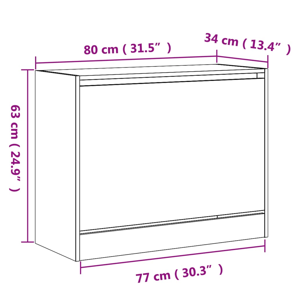 skoskab 80x34x63 cm konstrueret træ røget egetræsfarve