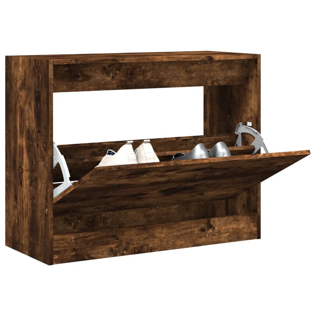 skoskab 80x34x63 cm konstrueret træ røget egetræsfarve