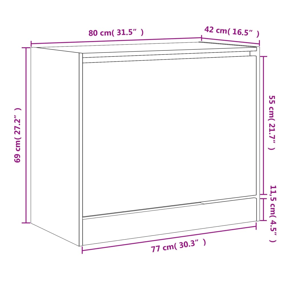 skoskab 80x42x69 cm konstrueret træ hvid