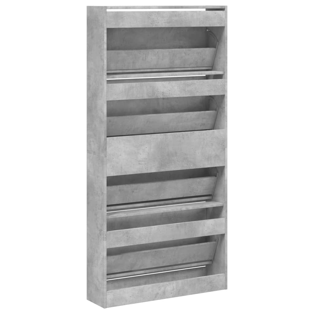 skoskab med 4 vippeskuffer 80x21x163,5 cm betongrå