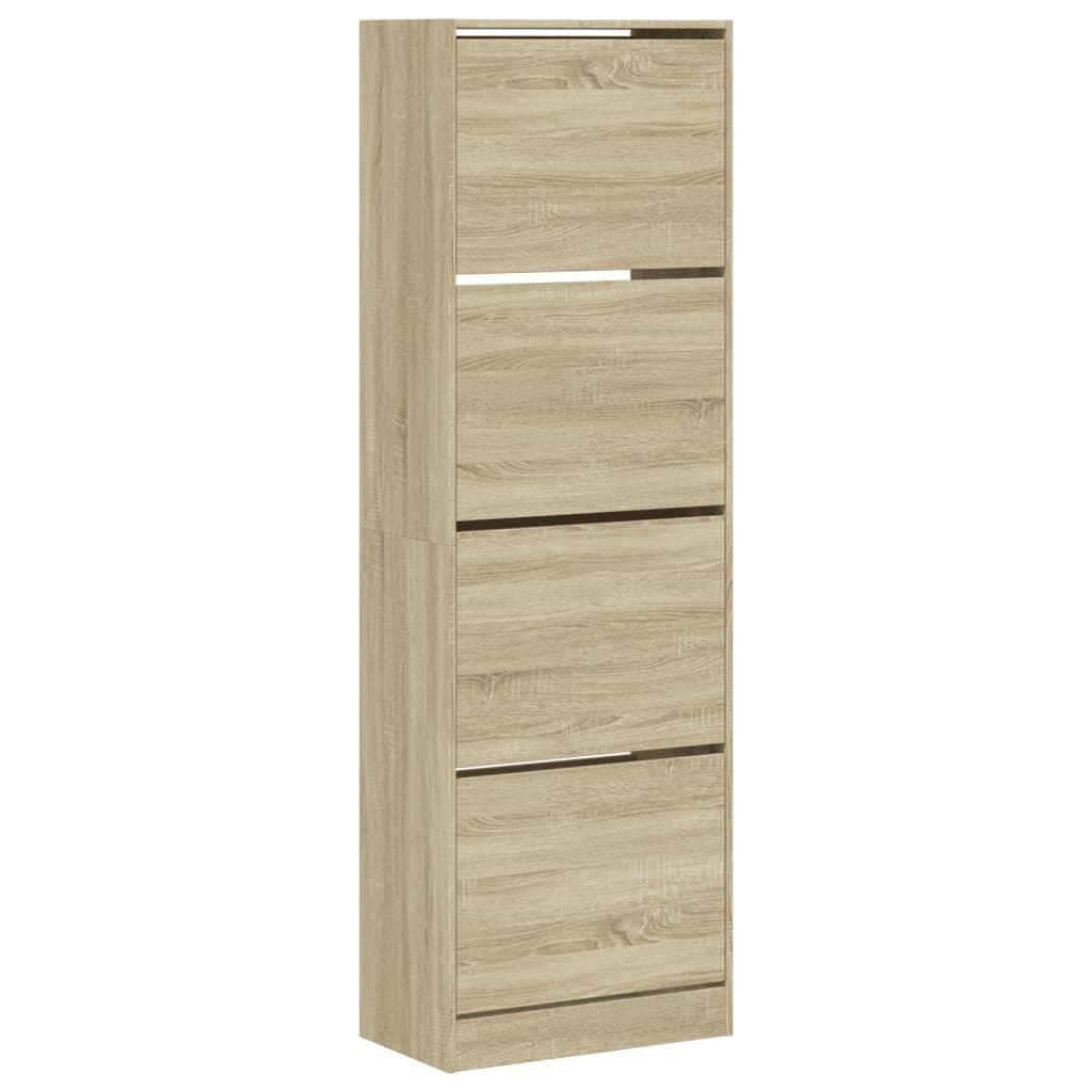 skoskab med 4 vippeskuffer 60x34x187,5 cm sonoma-eg