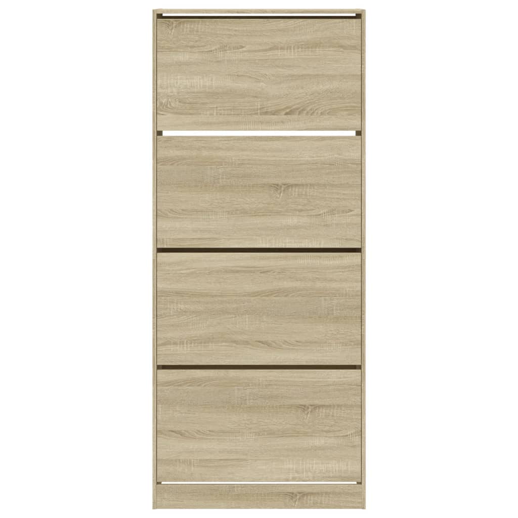 skoskab med 4 vippeskuffer 80x34x187,5 cm sonoma-eg