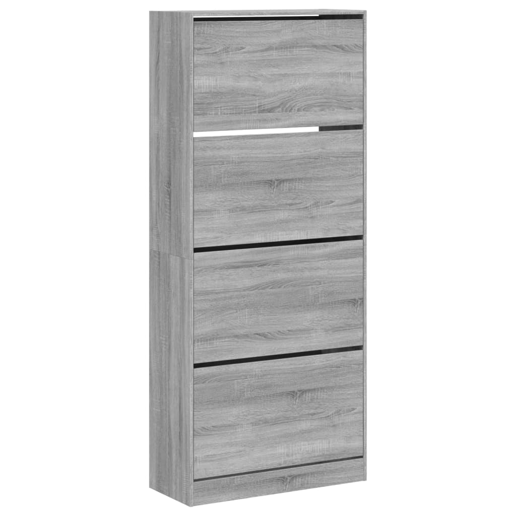 skoskab med 4 vippeskuffer 80x34x187,5 cm grå sonoma-eg