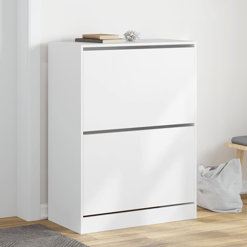 skoskab med 2 vippeskuffer 80x42x108 cm hvid