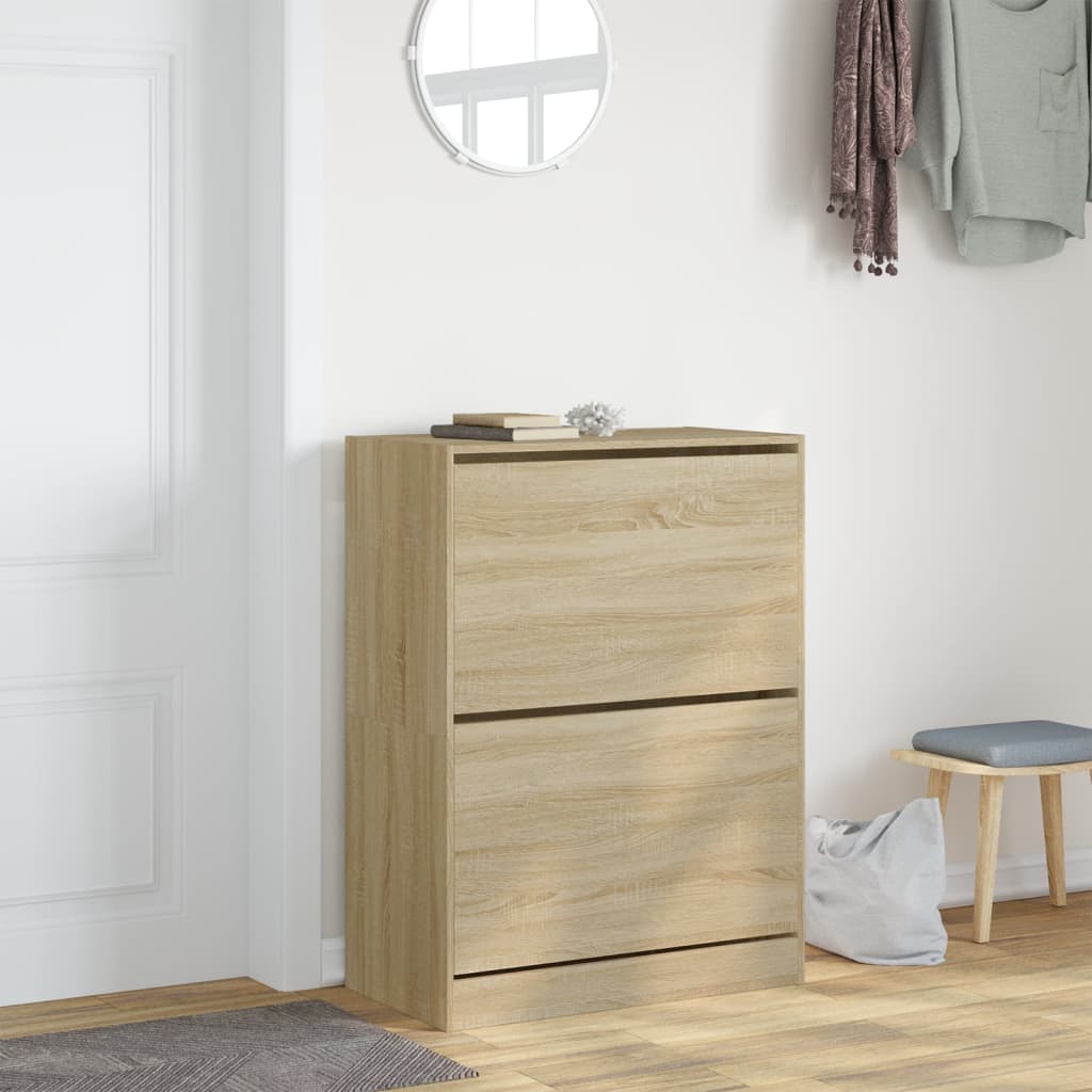 skoskab med 2 vippeskuffer 80x42x108 cm sonoma-eg