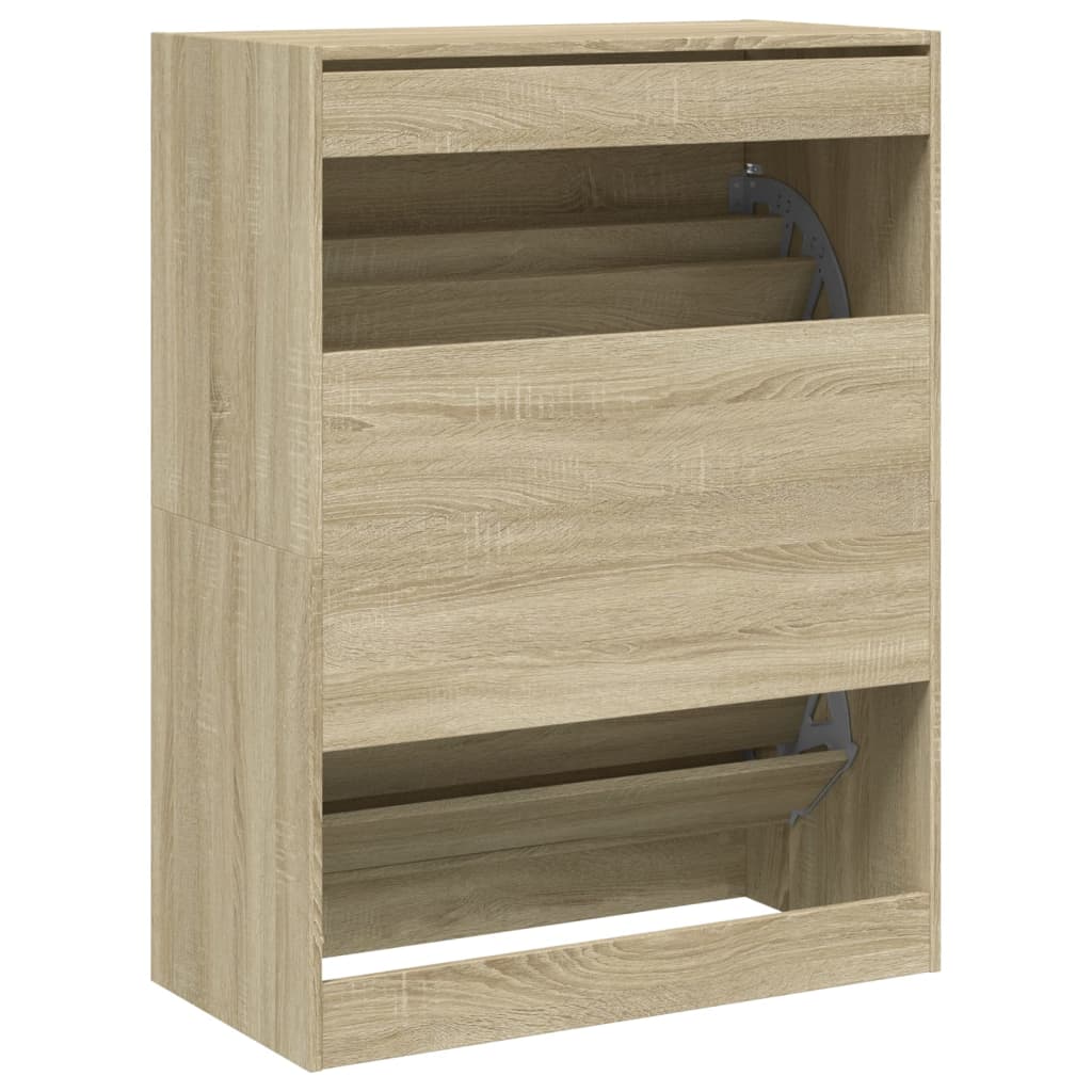 skoskab med 2 vippeskuffer 80x42x108 cm sonoma-eg