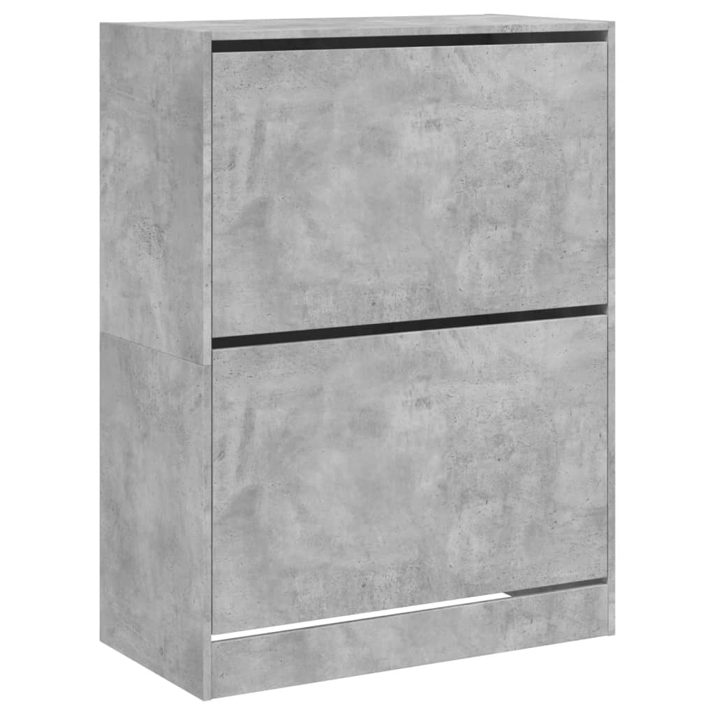 skoskab med 2 vippeskuffer 80x42x108 cm betongrå