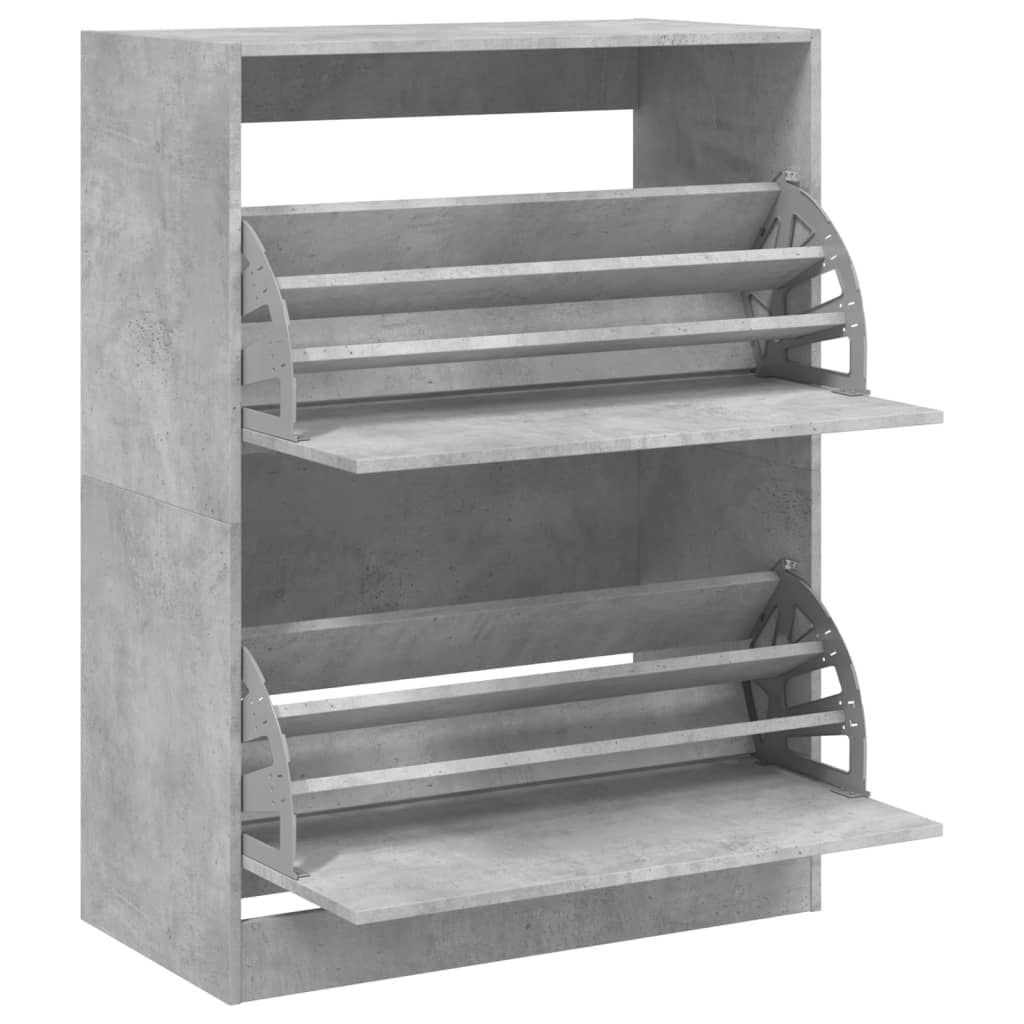 skoskab med 2 vippeskuffer 80x42x108 cm betongrå