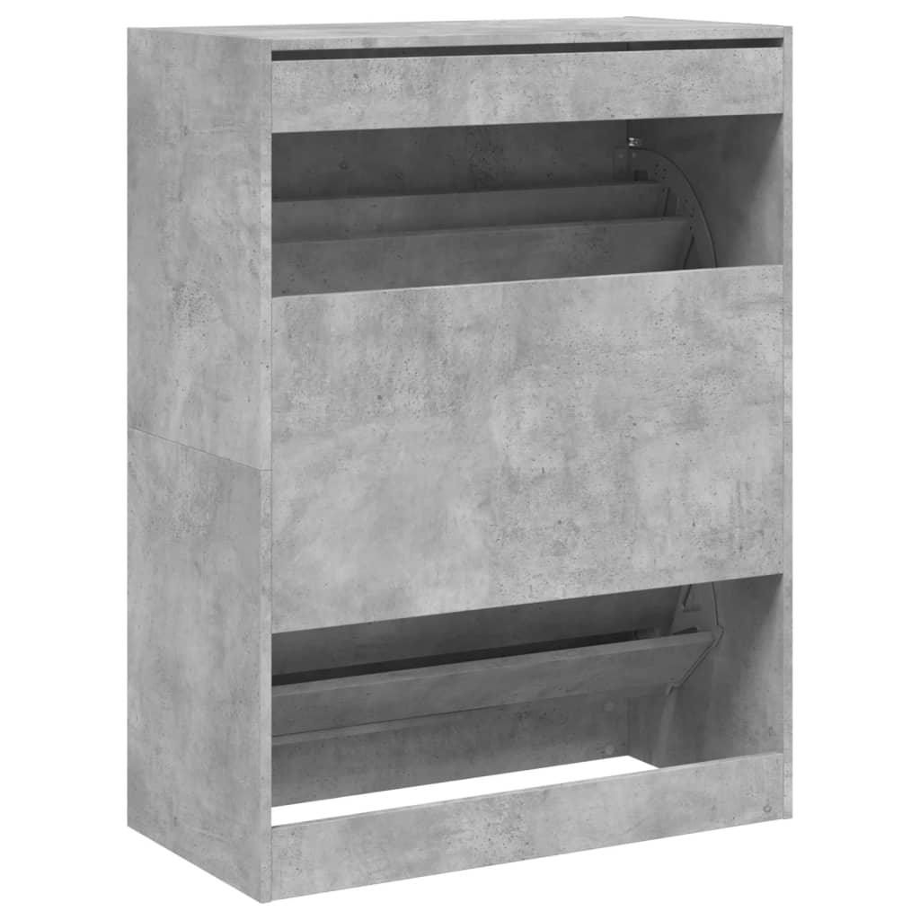 skoskab med 2 vippeskuffer 80x42x108 cm betongrå