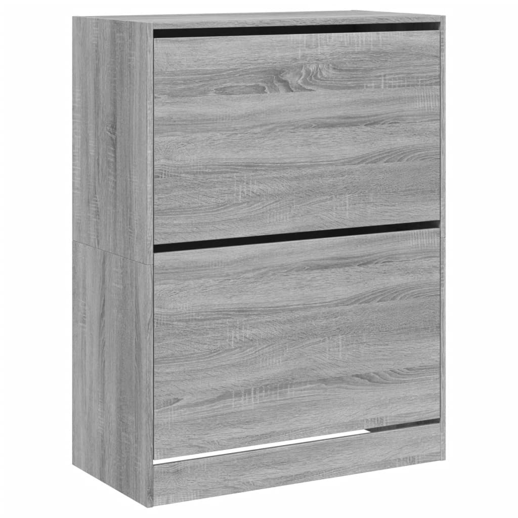 skoskab med 2 vippeskuffer 80x42x108 cm grå sonoma-eg