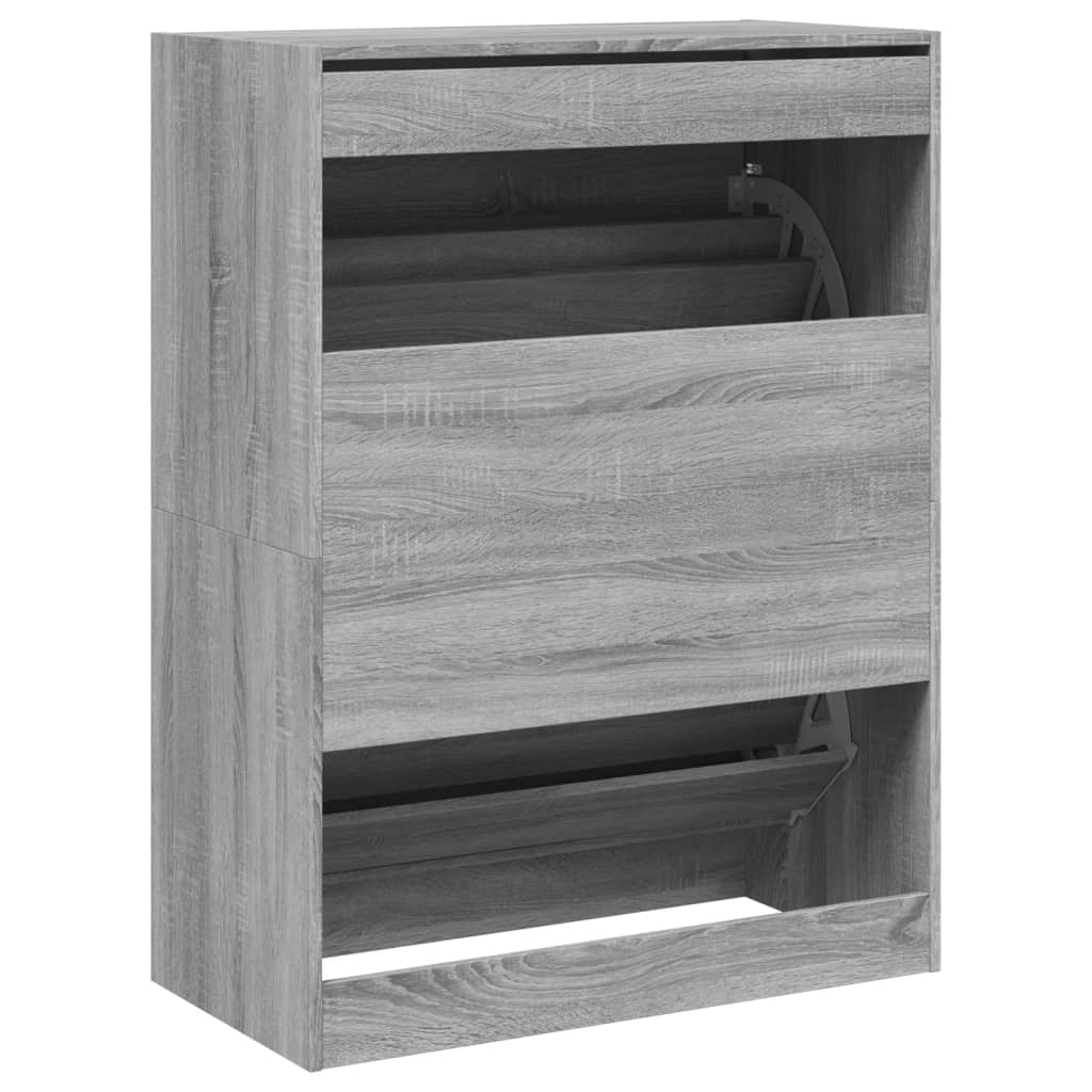 skoskab med 2 vippeskuffer 80x42x108 cm grå sonoma-eg