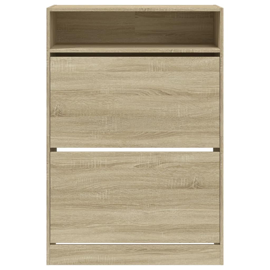 skoskab med 2 vippeskuffer 80x34x116 cm sonoma-eg