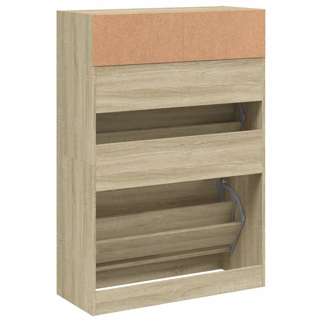 skoskab med 2 vippeskuffer 80x34x116 cm sonoma-eg