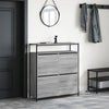 skoskab med 4 vippeskuffer 100x34x112 cm grå sonoma-eg
