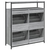 skoskab med 4 vippeskuffer 100x34x112 cm grå sonoma-eg