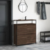 skoskab med 4 vippeskuffer 100x34x112 cm brun egetræsfarve