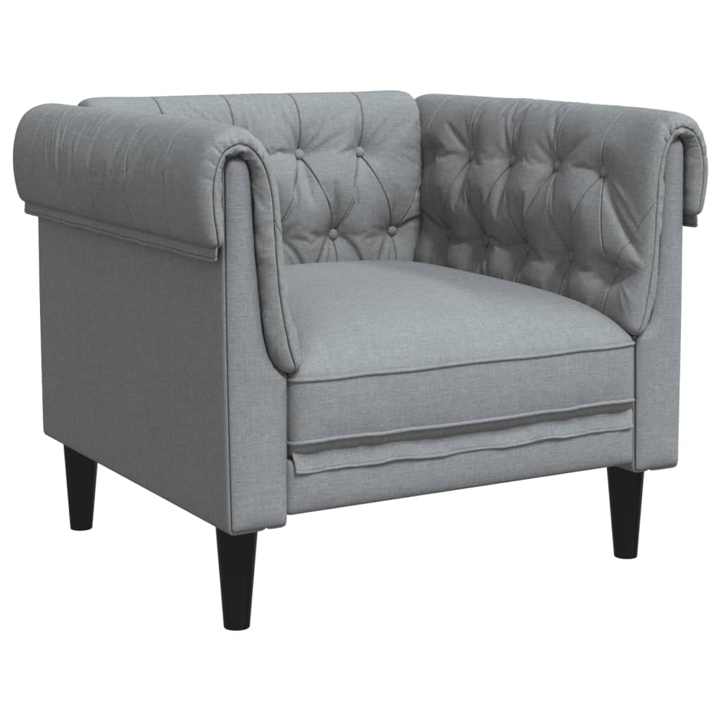 Chesterfield-sofastol stof lysegrå