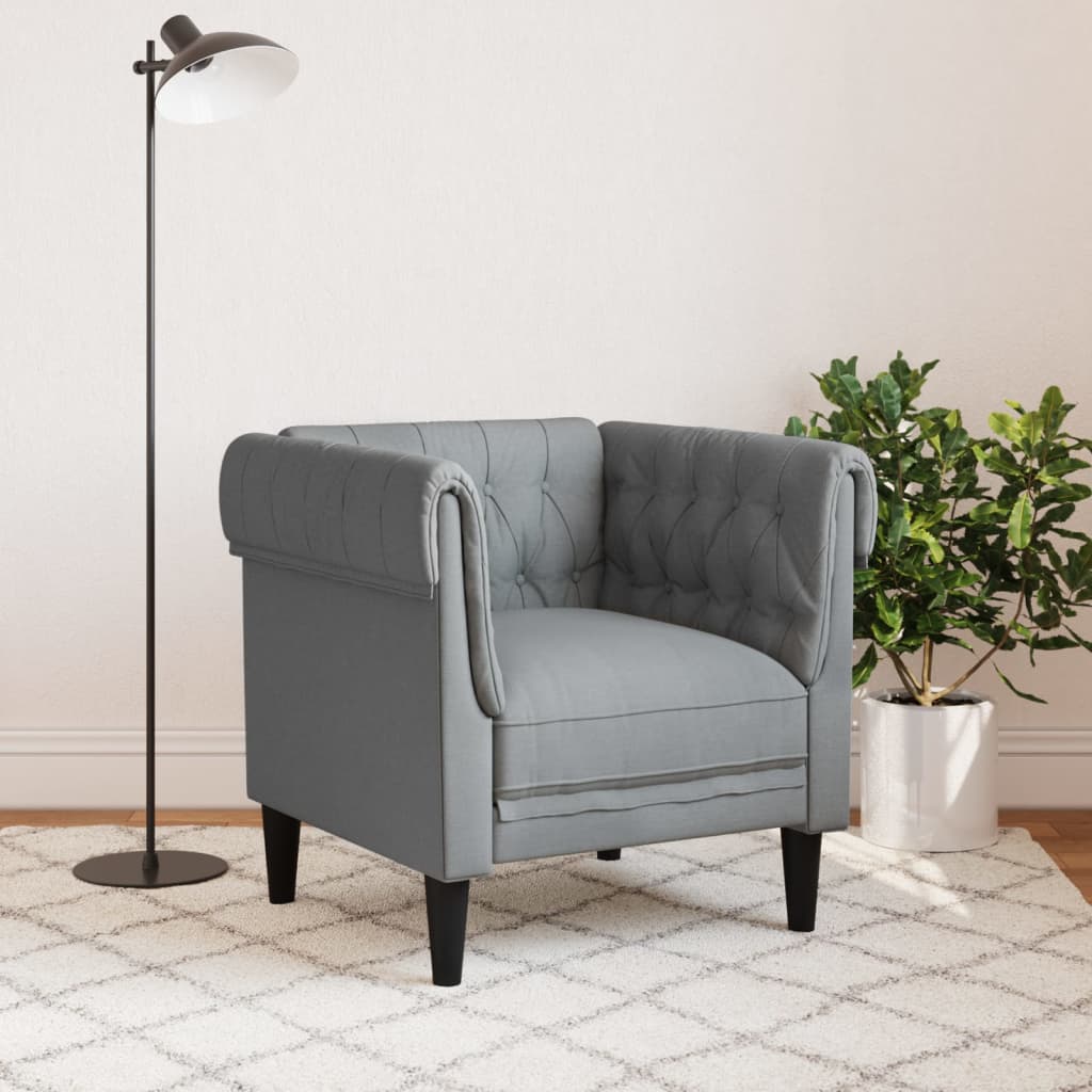 Chesterfield-sofastol stof lysegrå