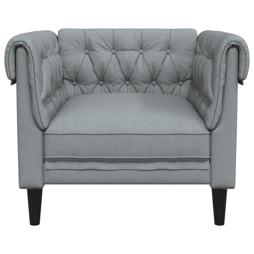 Chesterfield-sofastol stof lysegrå