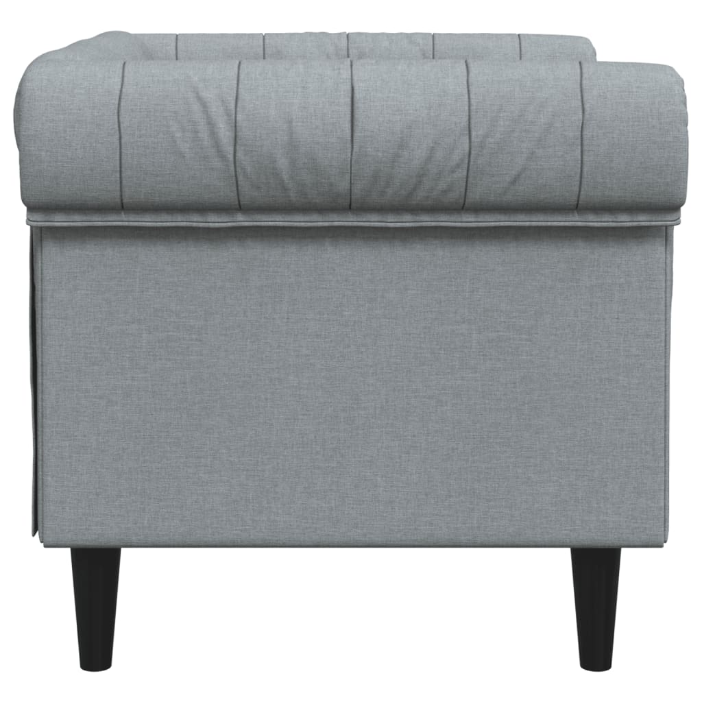 Chesterfield-sofastol stof lysegrå