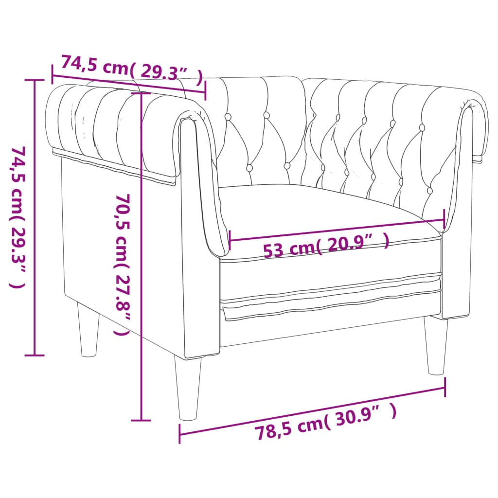 Chesterfield-sofastol stof lysegrå