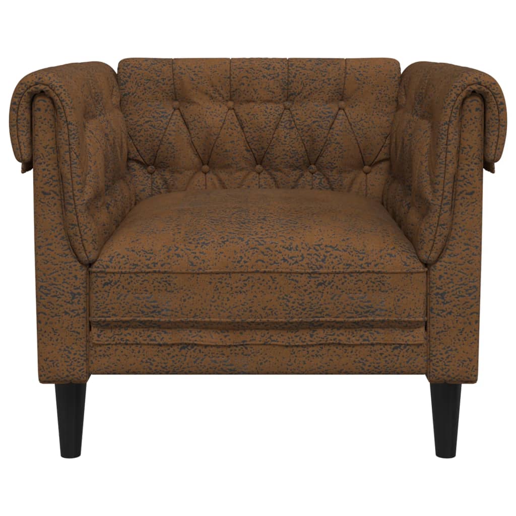 Chesterfield-sofastol stof brun