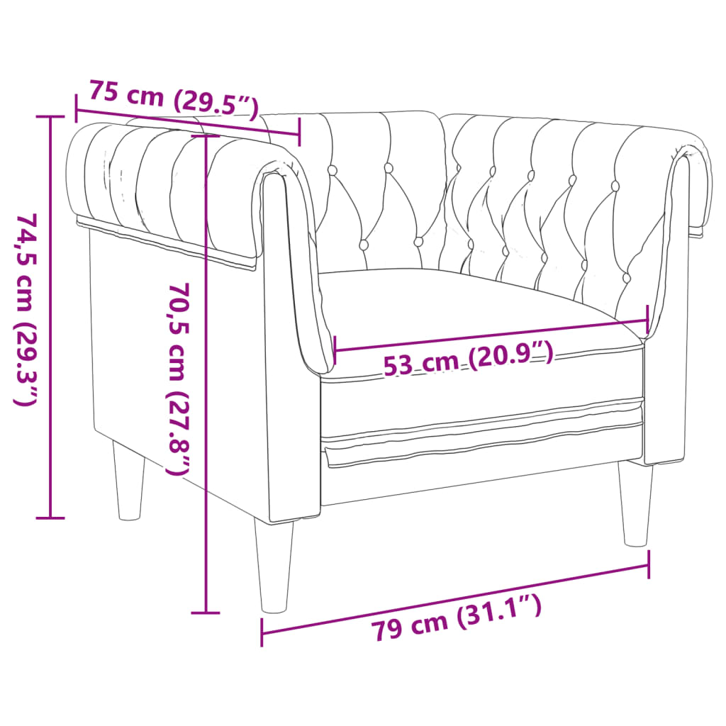 Chesterfield-sofastol stof brun