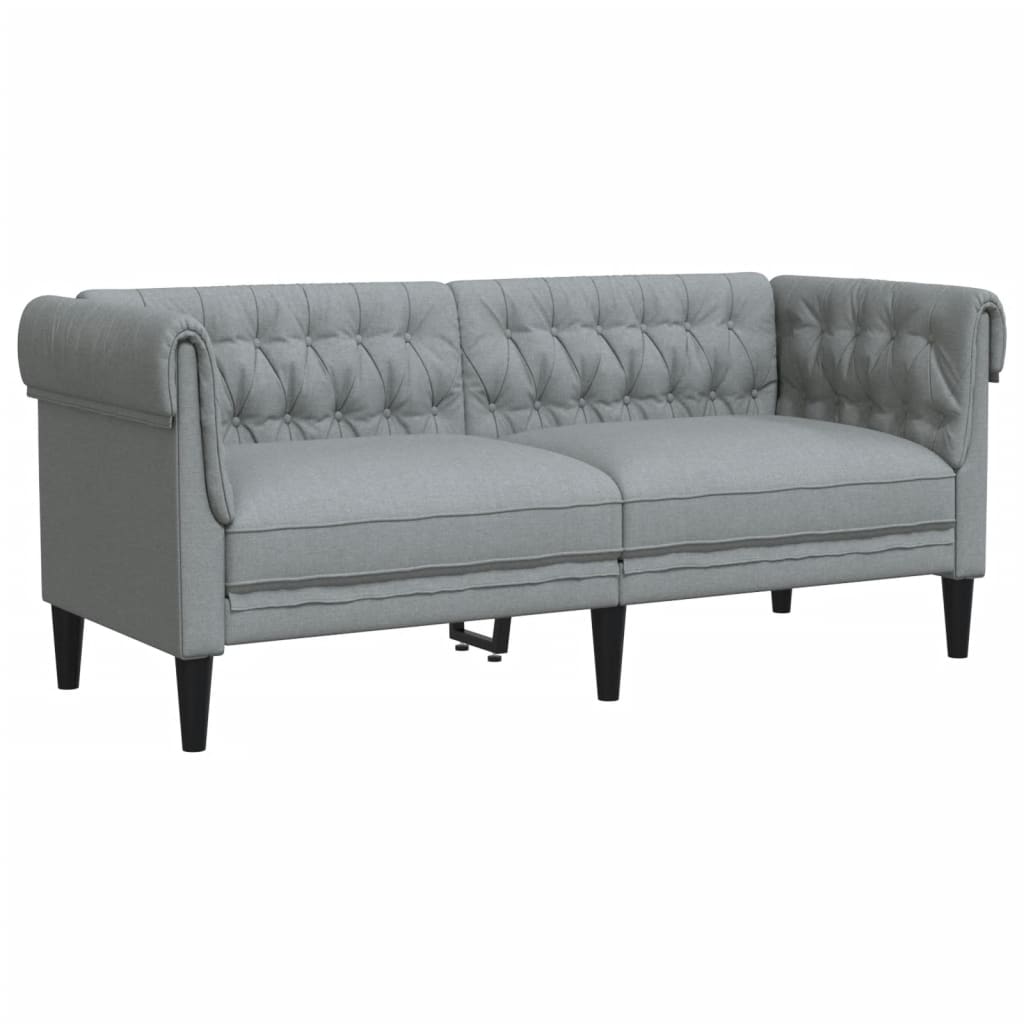 2-personers Chesterfield-sofa stof lysegrå