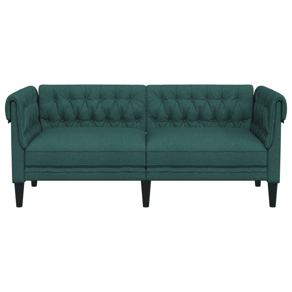 2-personers Chesterfield-sofa stof mørkegrøn