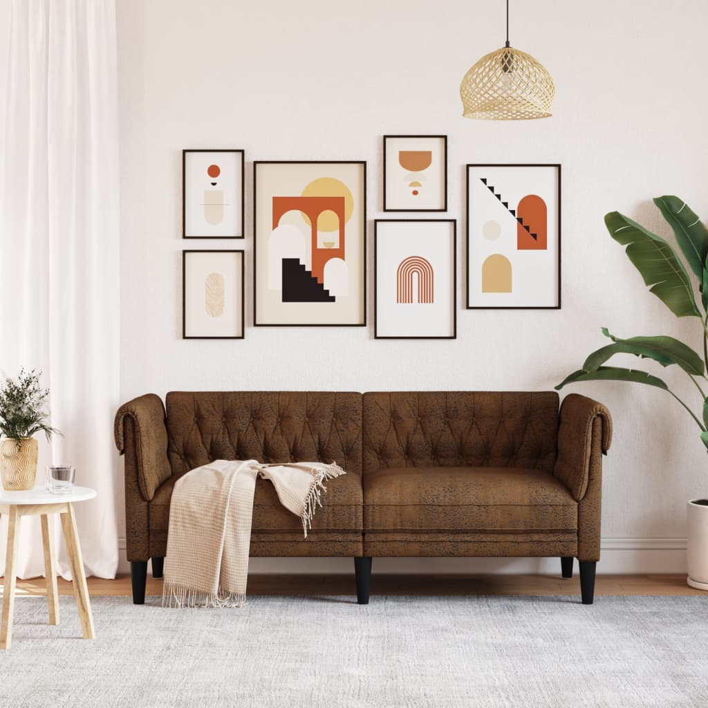 2-personers Chesterfield-sofa stof brun